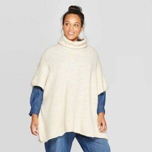Universal Thread Beige Turtleneck Knit Sweater Poncho One Size